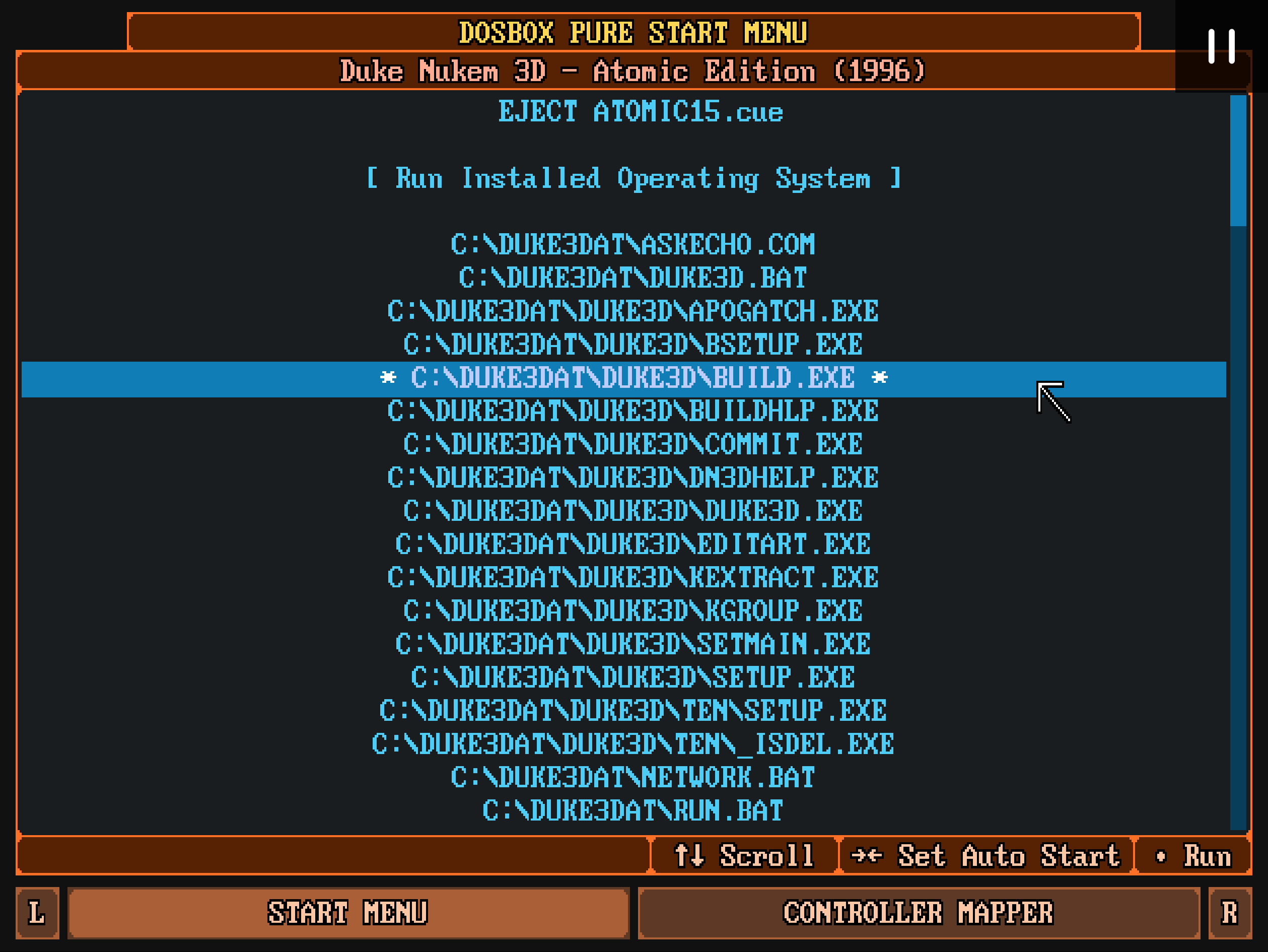DBP main menu