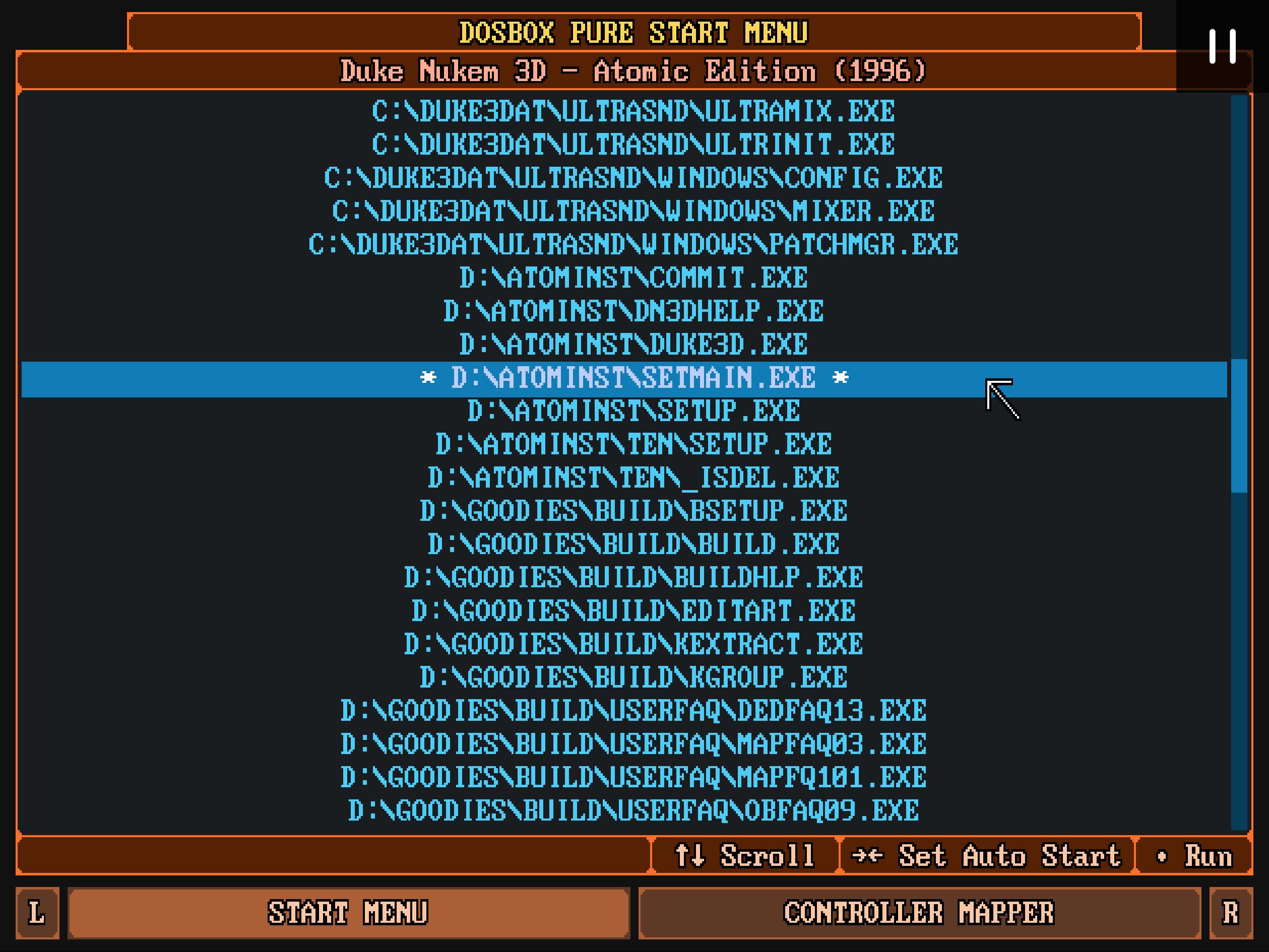 Executable files on drive D: