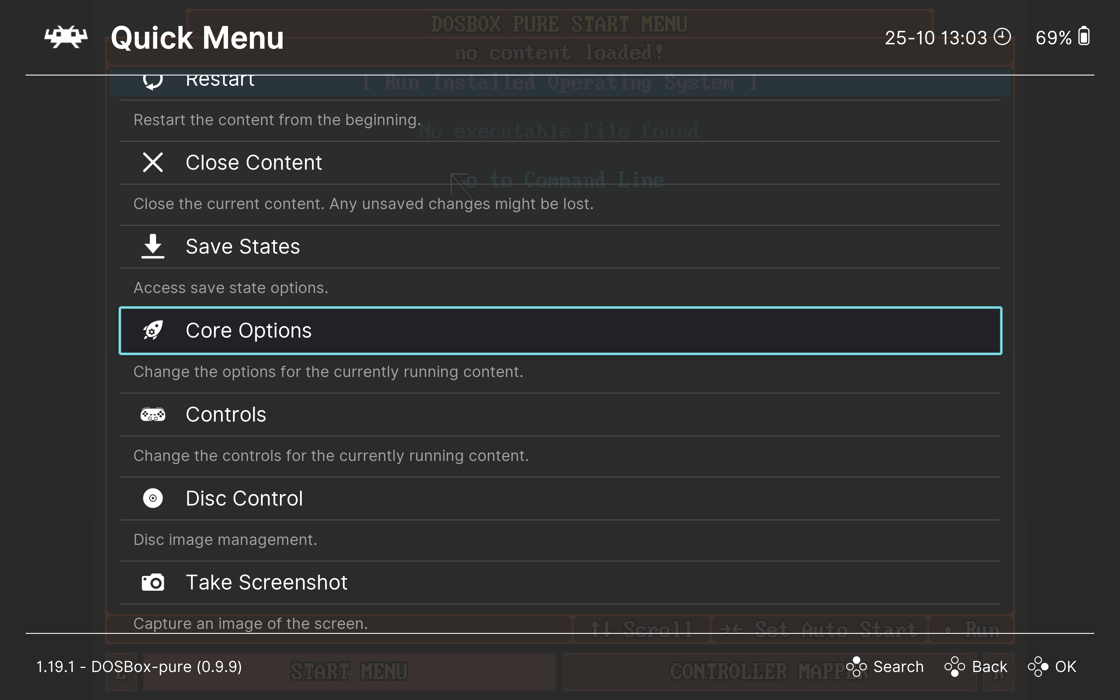 Внутриигровое меню Quick Menu